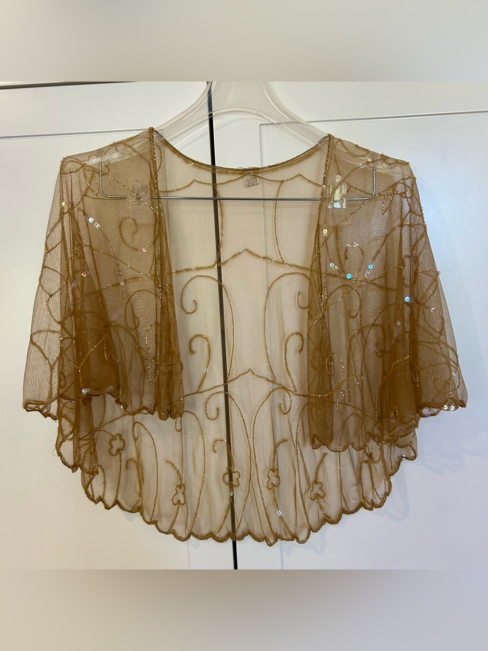 1920s style beaded sequin evening cape bolero flapper shawl. Made in India